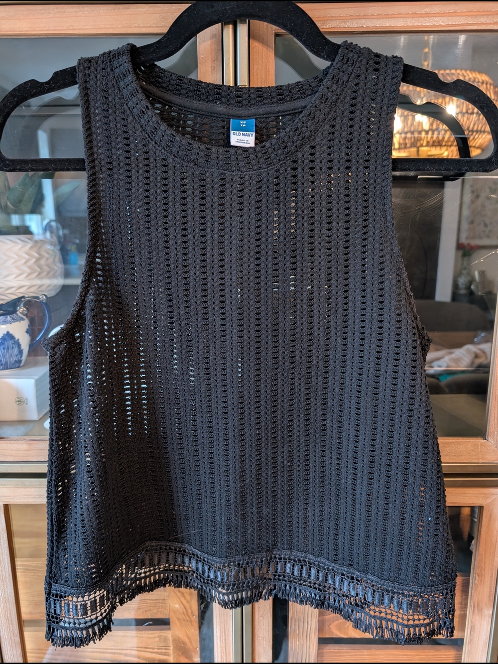 Old Navy Black Crochet Sleeveless Tank